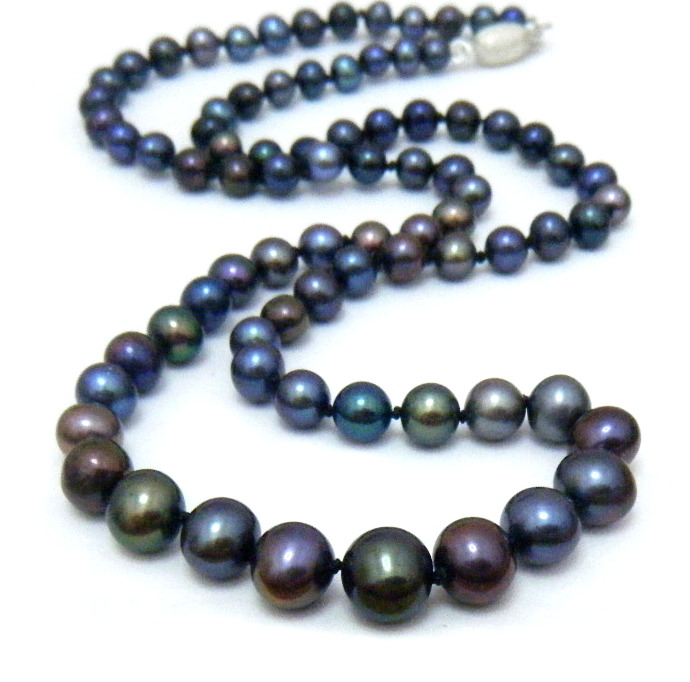 Multicoloured '3.5 Momme' Black Pearls Necklace